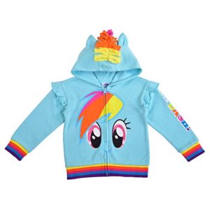 my little pony girls’ zip up hoodie for toddler, little and big kids – blue/grey