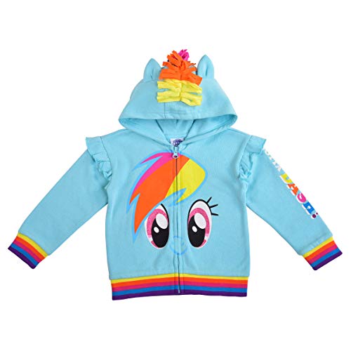 My Little Pony Girls’ Zip Up Hoodie for Toddler, Little and Big Kids – Blue/Grey