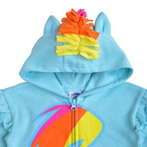 My Little Pony Girls’ Zip Up Hoodie for Toddler, Little and Big Kids – Blue/Grey