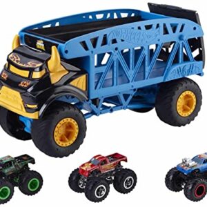 Hot Wheels - Monster Trucks Transport Truck, Includes 3 Cars, Multicolor (Mattel GGB64)