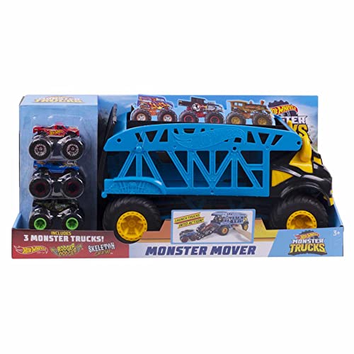 Hot Wheels - Monster Trucks Transport Truck, Includes 3 Cars, Multicolor (Mattel GGB64)