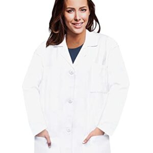 Oakias Cotton Blend Lab Coat for Women, Long Sleeve, 3 Pockets Long Professional Lab Coat, White (S-XL)