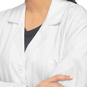 Oakias Cotton Blend Lab Coat for Women, Long Sleeve, 3 Pockets Long Professional Lab Coat, White (S-XL)