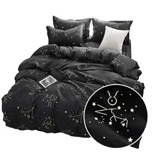 zhh e-commerce kid's mysterious constellation duvet cover twin size and stars beding set queen size with bed sheet for bedroom decor