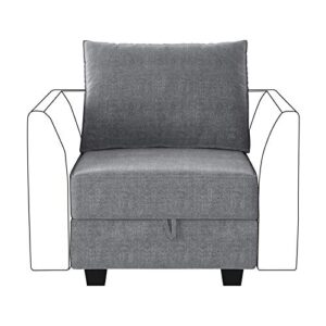 honbay modern fabric middle module for modular sofa customizable sectional sofa couch accent armless chair, grey