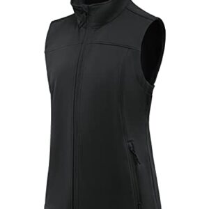 BALEAF Women's Lightweight Vest Softshell Sleeveless Jacket Windproof Stand Collar with Zipper Pockets Running Hiking Golf Black M