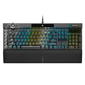 corsair k100 rgb mechanical wired gaming keyboard - cherry mx speed switches - pbt double-shot keycaps - elgato stream deck and icue compatible - qwerty na layout - black,silver