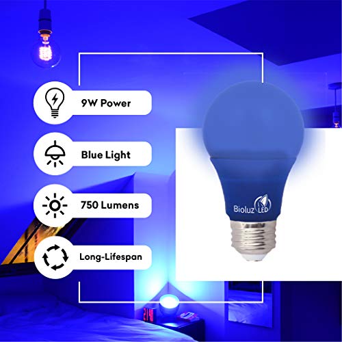 Bioluz LED Blue Light Bulbs 60W Replacement Non-Dimmable A19 LED Bulb 4-Pack