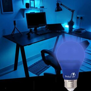 Bioluz LED Blue Light Bulbs 60W Replacement Non-Dimmable A19 LED Bulb 4-Pack