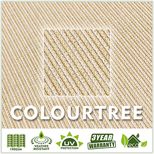 Colourtree 10' x 16' Beige Sun Shade Sail Rectangle Canopy Fabric Cloth Screen, Water Permeable & UV Resistant, Heavy Duty, Carport Patio Outdoor - (We Customize Size)