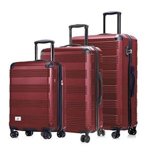 Verdi Luggage Set 3 Piece - Lightweight with USB Port Hardside Carry On Suitcase - Includes Expandable 20 Inch Carry on, 24In/TSA-Approved Lock 28In Checked Bag with 8-Wheel Rolling Spinner