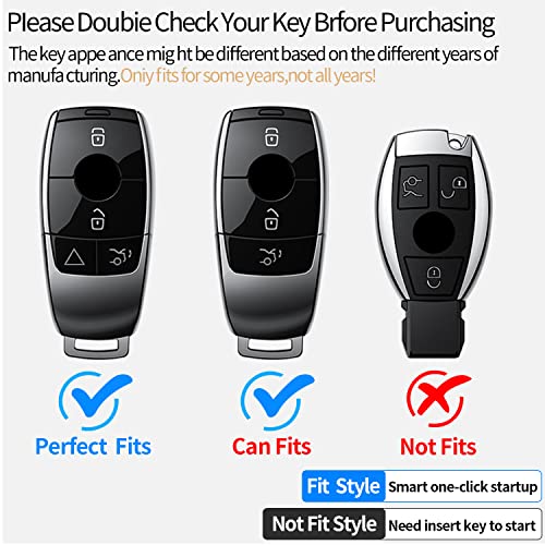 Compatible with Mercedes Benz Key Fob Cover with Keychain,Soft TPU 360 Degree Protection Key Shell Case for 2019-2021 A-Class C-Class G-Class 2017-2020 E-Class S-Class (Silver)