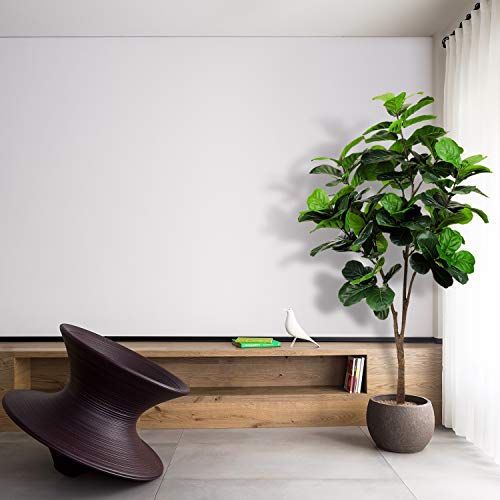 Realead 6ft Artificial Plant Fiddle Leaf Fig Tree Fake Tree in Pot Natural Faux Tree with 128 Leaves Ficus Lyrata Greenery Plant Indoor Outdoor Decor for House Home Office Perfect Housewarming Gift