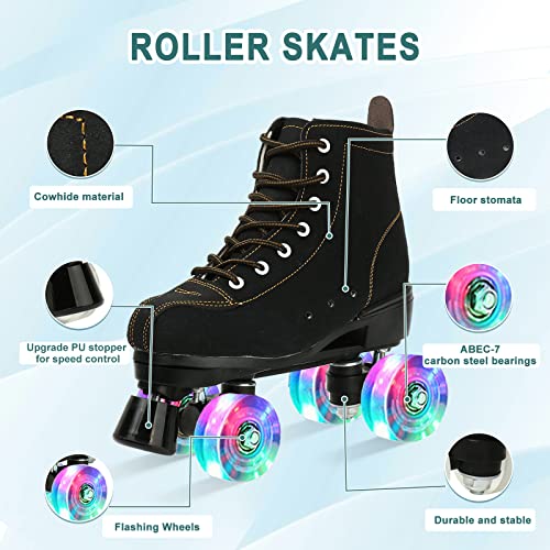 jessie High-Top Roller Skates for Men Women Outdoor and Indoor Roller Skates for Beginner Classic Four-Wheel Roller Skate with Shoes Bag