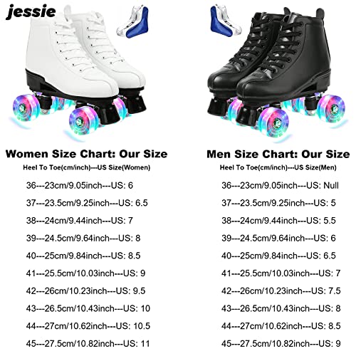 Jessie Women's Roller Skates High Top Double Row Roller Skates Adjustable Roller Skates with Flashing Wheels for Boys and Girls (Black Flash Wheel,10)