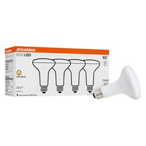 sylvania eco led br30 light bulb, 65w = 10w, dimmable, frosted finish, 650 lumens, 2700k, soft white - 4 pack (40870)