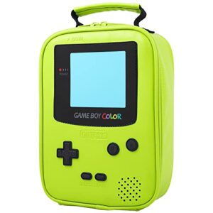 ontesy game console lunch box leather reusable lunch bag waterproof thermal insulated mini cooler for boys girls kids toddlers teens for picnic school daycare (green)