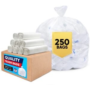 33 gallon clear trash bags (value 250 bags) large clear plastic bags, great for recycling 30 gallon - 32 gallon - 35 gallon. high density bag