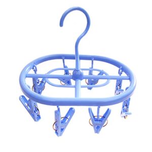 nl foldable clothes drying rack, plastic clothes hanger, drying clip hanger, hangers with 8 clips/hooks, fordable laundry drying rack by lake tian, three colors (blue)