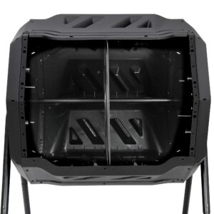 Saturnpower Large Composting Tumbler Dual Chamber Outdoor Garden Rotating Compost Bin Tumbling Composter with Sliding Door (43 Gallon, Black)