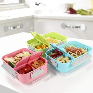 shopwithgreen 3 Pack Lunch Container to Go, 40-oz Bento Box with 3-Compartment, for Sandwich, Fruit, Lunch, Snacks, Pasta, School & Travel - Meal Prep, Food Storage Containers with Lids