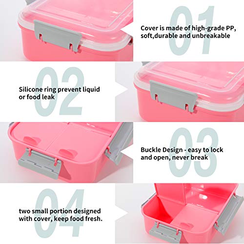 shopwithgreen 3 Pack Lunch Container to Go, 40-oz Bento Box with 3-Compartment, for Sandwich, Fruit, Lunch, Snacks, Pasta, School & Travel - Meal Prep, Food Storage Containers with Lids