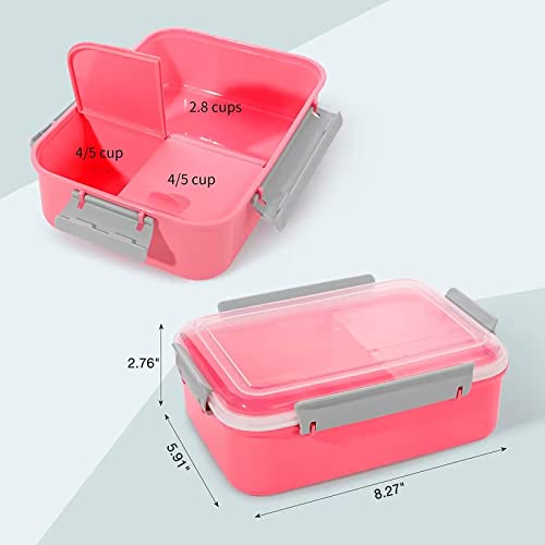 shopwithgreen 3 Pack Lunch Container to Go, 40-oz Bento Box with 3-Compartment, for Sandwich, Fruit, Lunch, Snacks, Pasta, School & Travel - Meal Prep, Food Storage Containers with Lids