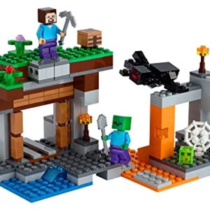 LEGO Minecraft The Abandoned Mine Building Toy, 21166 Zombie Cave with Slime, Steve & Spider Figures, Gift idea for Kids, Boys and Girls Age 7 Plus