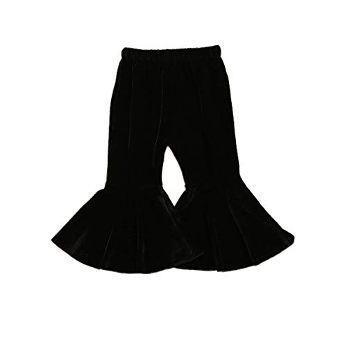 Toddler Bell Bottoms Baby Girls Ruffle Leggings Bell-Bottomed Flare Pants Trousers (E-Black, 3-4T)