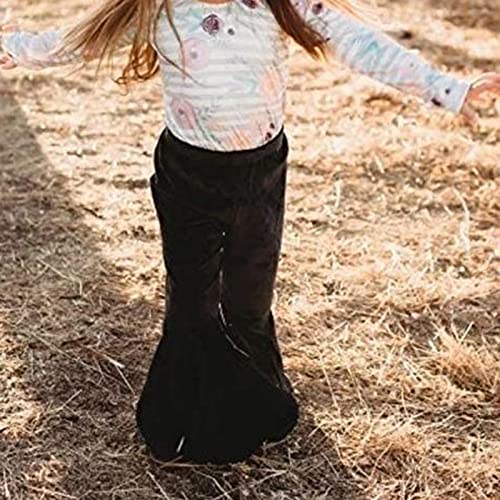 Toddler Bell Bottoms Baby Girls Ruffle Leggings Bell-Bottomed Flare Pants Trousers (E-Black, 3-4T)