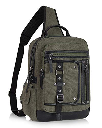 Messenger Bag for Men Canvas Sling Bag Crossbody Backpack Laptop Shoulder Bag Hiking Daypacks Casual Tactical Travel