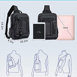 Messenger Bag for Men Canvas Sling Bag Crossbody Backpack Laptop Shoulder Bag Hiking Daypacks Casual Tactical Travel