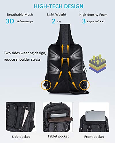 Messenger Bag for Men Canvas Sling Bag Crossbody Backpack Laptop Shoulder Bag Hiking Daypacks Casual Tactical Travel