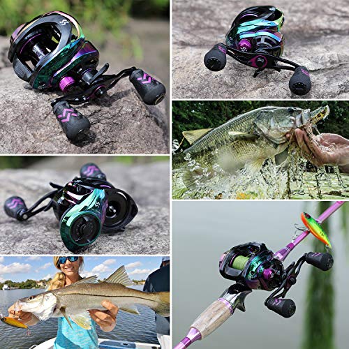 Sougayilang Baitcasting Reels - Colorful Fishing Reel, 8.0：1 Gear Ratios, 9+1 BB, Magnetic Braking System - Right