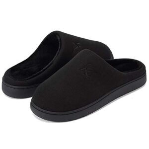 landeer women's and men's memory foam slippers casual house shoes (allblack,women7-8/men5-6)