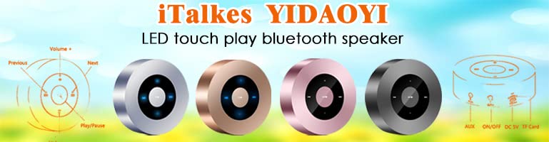 YIDAOYI LED Touch Play Bluetooth Speaker Portable Wireless Speakers with HD Sound / 12-Hour Playtime/Bluetooth 5.0 / Micro SD Support, for iPhone/ipad/Samsung/Tablet/Laptop/Notebook (Gold)
