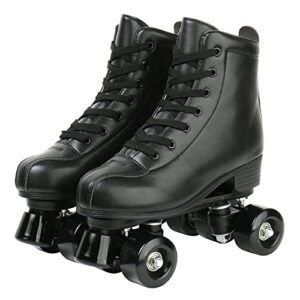 xudrez roller skates,double row skates adjustable leather high-top roller skates perfect indoor outdoor adult roller skates with bag (black wheel,44-us:11)