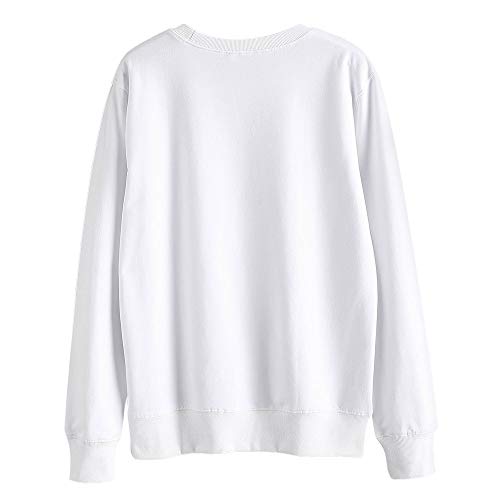 ZAFUL Women's Halloween Skeleton Print Long Sleeve Pullover Sweatshirt Hoodie Tops (1-White, L)