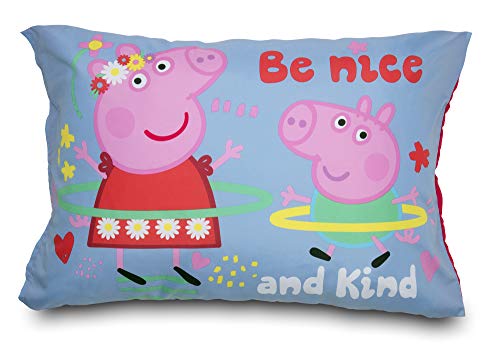 Peppa Pig Be Nice & Kind 4 Piece Toddler Bedding Set - Includes Comforter, Sheet Set - Fitted and Top Sheet + Reversible Pillow Case for Girls Bed, Pink