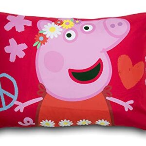 Peppa Pig Be Nice & Kind 4 Piece Toddler Bedding Set - Includes Comforter, Sheet Set - Fitted and Top Sheet + Reversible Pillow Case for Girls Bed, Pink