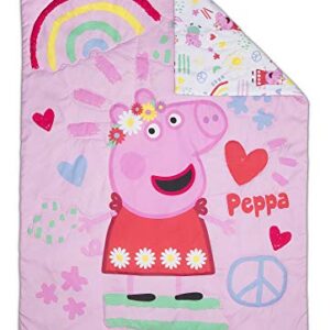 Peppa Pig Be Nice & Kind 4 Piece Toddler Bedding Set - Includes Comforter, Sheet Set - Fitted and Top Sheet + Reversible Pillow Case for Girls Bed, Pink