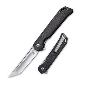 kizer begleiter pocket folding knife, tanto blade with carbon fiber handle - ki4458t3