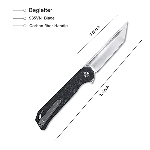 Kizer Begleiter Pocket Folding Knife, Tanto Blade with Carbon Fiber Handle - Ki4458T3