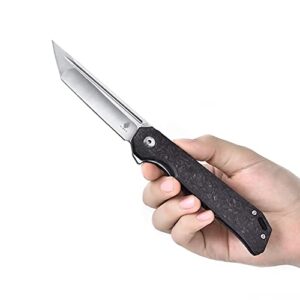 Kizer Begleiter Pocket Folding Knife, Tanto Blade with Carbon Fiber Handle - Ki4458T3