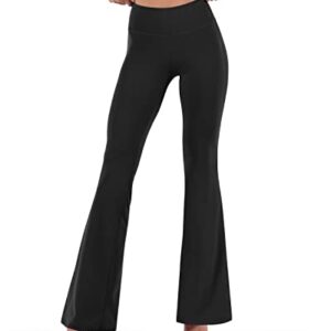 ODODOS Women's High Waisted Boot-Cut Yoga Pants Tummy Control Workout Non See-Through Bootleg Yoga Pants-31 Inseam, Black, X-Large