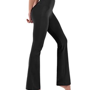 ODODOS Women's High Waisted Boot-Cut Yoga Pants Tummy Control Workout Non See-Through Bootleg Yoga Pants-31 Inseam, Black, X-Large