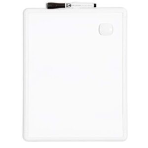 U Brands Contempo Magnetic Dry Erase Board, 11 x 14 Inches, White Frame & Brands Low Odor Magnetic Dry Erase Markers with Erasers, Medium Point, Assorted Colors, 6-Count - 520U06-24