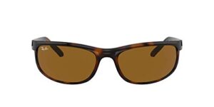 ray-ban men's rb2027 predator 2 rectangular sunglasses, dark havana/b-15 brown, 62 mm