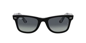 ray-ban rb2140 original wayfarer square sunglasses, black on chevron grey/burgundy/light grey gradient blue, 50 mm