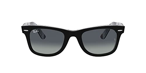 Ray-Ban RB2140 Original Wayfarer Square Sunglasses, Black On Chevron Grey/Burgundy/Light Grey Gradient Blue, 50 mm